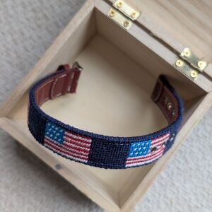 Needlepoint American Flag USA Bracelet